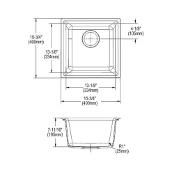 Elkay Quartz Classic Single-Bowl Drop In/Undermount Kitchen Sink, 15.75