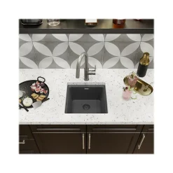 Elkay Quartz Luxe Drop-In/Undermount Single-Bowl Bar Sink, Charcoal (ELX1616CH0)