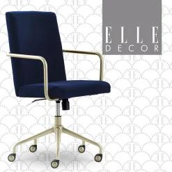 Office Chairs*Elle Decor Giselle Fabric Computer and Desk Chair, Navy Blue/Gold (CHR10058C)