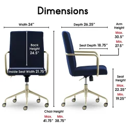 Office Chairs*Elle Decor Giselle Fabric Computer and Desk Chair, Navy Blue/Gold (CHR10058C)