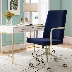 Office Chairs*Elle Decor Giselle Fabric Computer and Desk Chair, Navy Blue/Gold (CHR10058C)