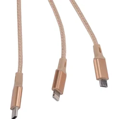 Ellie Los Angeles ELLIE ROSE Gold Nylon 3-in-1 Charging Cable, 6 Feet (3CBL-0058)