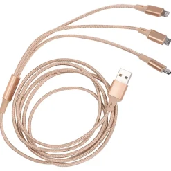 Ellie Los Angeles ELLIE ROSE Gold Nylon 3-in-1 Charging Cable, 6 Feet (3CBL-0058)