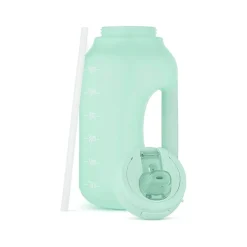 ello Hydra Time Markers Plastic Water Bottle with Straw, 64 oz., Yucca (299-0826-025-2)