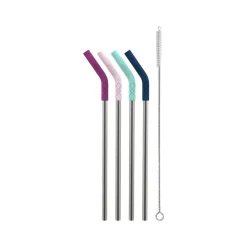 ello June Breeze Stainless Steel Straws, 9.75"L, 4/Pack (499-4289-914-24)