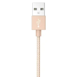 Charge and Sync Braided Lightning to USB-A Cable, 3 ft., Gold, (ELM341)<Ematic