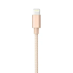Charge and Sync Braided Lightning to USB-A Cable, 3 ft., Gold, (ELM341)<Ematic