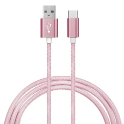 Ematic Charge and Sync USB-A to USB-C Cable, 3 ft., Pink, (EUSBCPN)