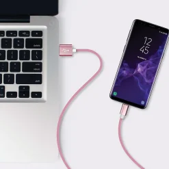 Charge and Sync USB-C 2.0 to USB-A Cable, 6 ft., Pink, (EUTC602PN)<Ematic