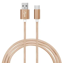 Charge and Sync USB-A to USB-C Cable, 3 ft., Gold, (EUSBCGL)<Ematic Hot
