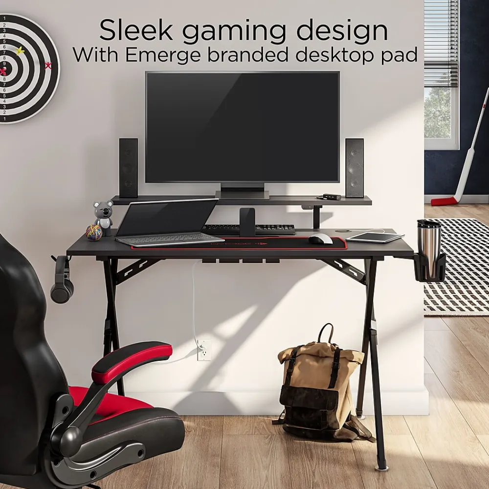 Computer Desks*Emerge Vizon 47"W Gaming Desk, (59260) Black