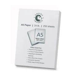 Multipurpose Paper*Empire Imports 5.8" x 8.3" Multipurpose Paper, 24 lbs., 96 Brightness, 250 Sheets/Ream (A524R)