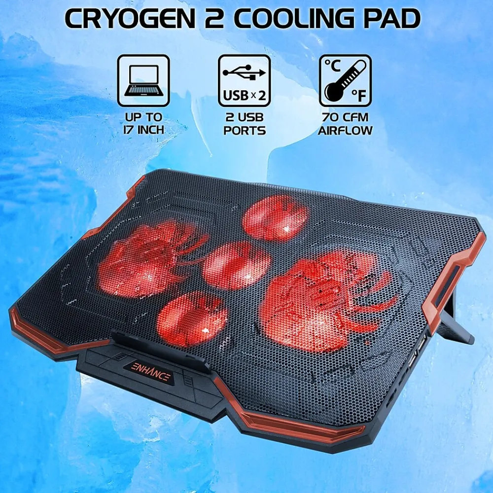 Sale Enhance Cryogen ENGXC20100RDWS Laptop Cooling Stand, USB Connectivity, Red
