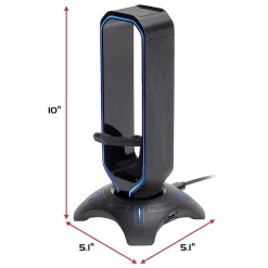 Best Enhance ENPCGXH100BKWS 3-in-1 Headset Stand with RGB Colors, USB Powered, Black