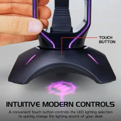 Best Enhance ENPCGXH100BKWS 3-in-1 Headset Stand with RGB Colors, USB Powered, Black