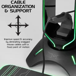 Best Enhance ENPCGXH100BKWS 3-in-1 Headset Stand with RGB Colors, USB Powered, Black