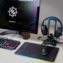 Best Enhance ENPCGXH100BKWS 3-in-1 Headset Stand with RGB Colors, USB Powered, Black