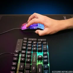 Enhance Voltaic 2 Wired Ambidextrous Laser USB Gaming Mouse, Clear with Multicolor LEDs (ENVOMN2100CLWS)