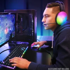 Clearance Enhance Voltaic 2 Wired Stereo Gaming Headset, USB 2.0, Clear with Multicolor LEDs (ENVOH2L100CLWS)