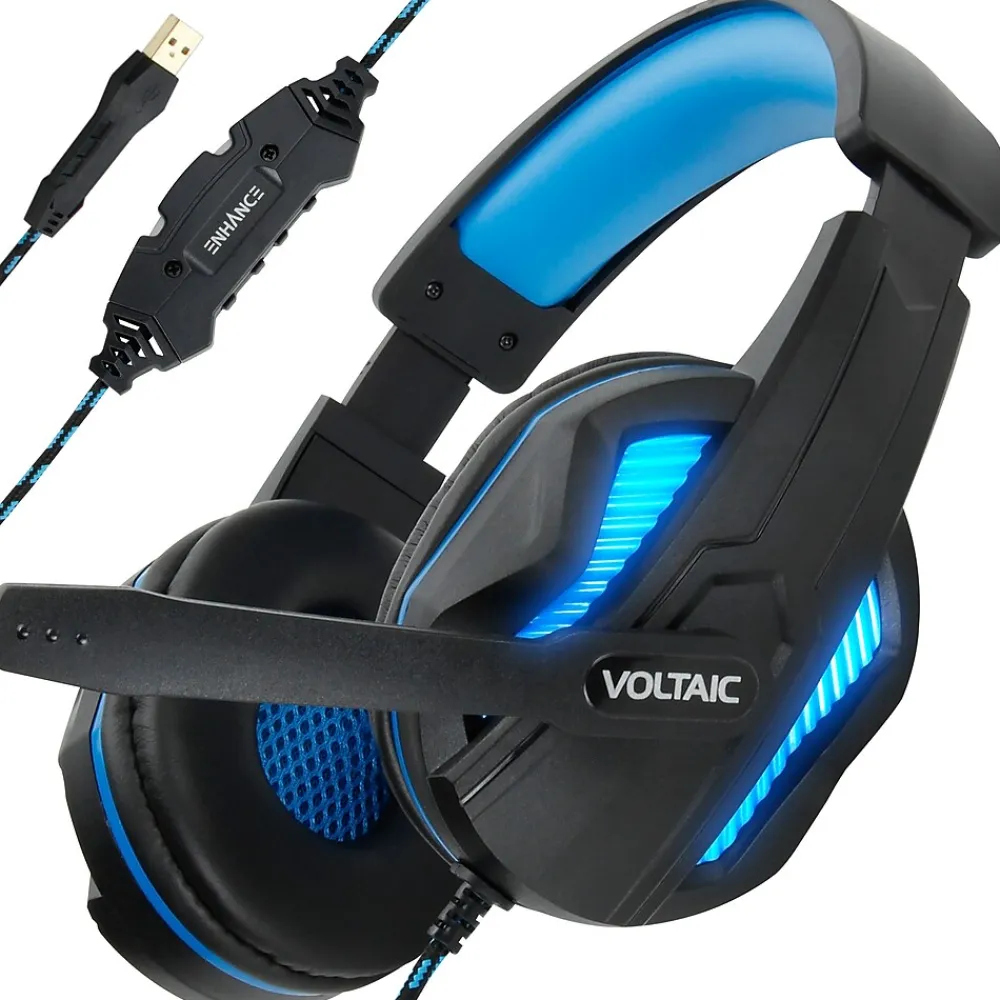 Best Enhance Voltaic Pro 7.1 Surround Gaming Headphones, USB, Black/Blue (ENVOH7L100BLEW)