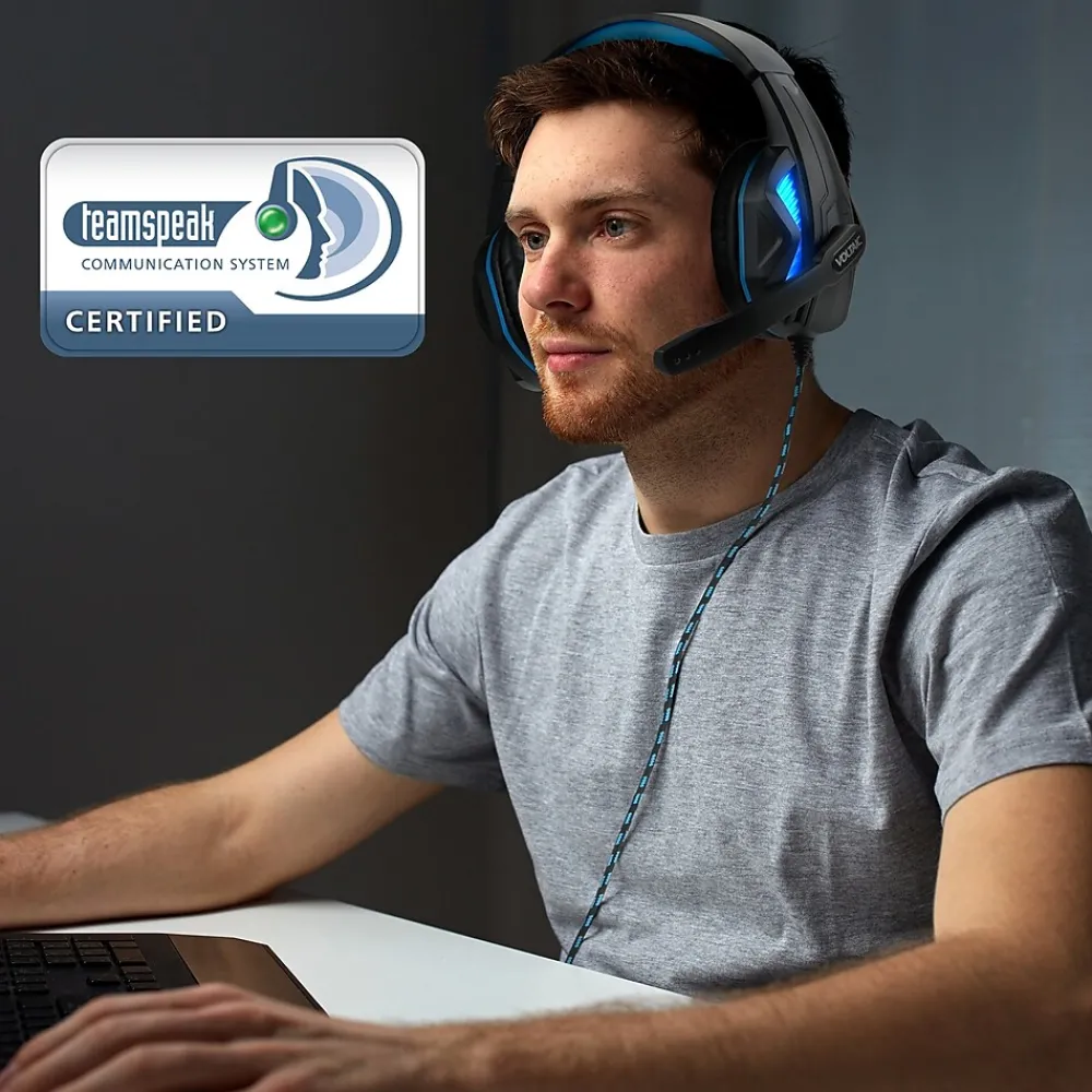 Best Enhance Voltaic Pro 7.1 Surround Gaming Headphones, USB, Black/Blue (ENVOH7L100BLEW)