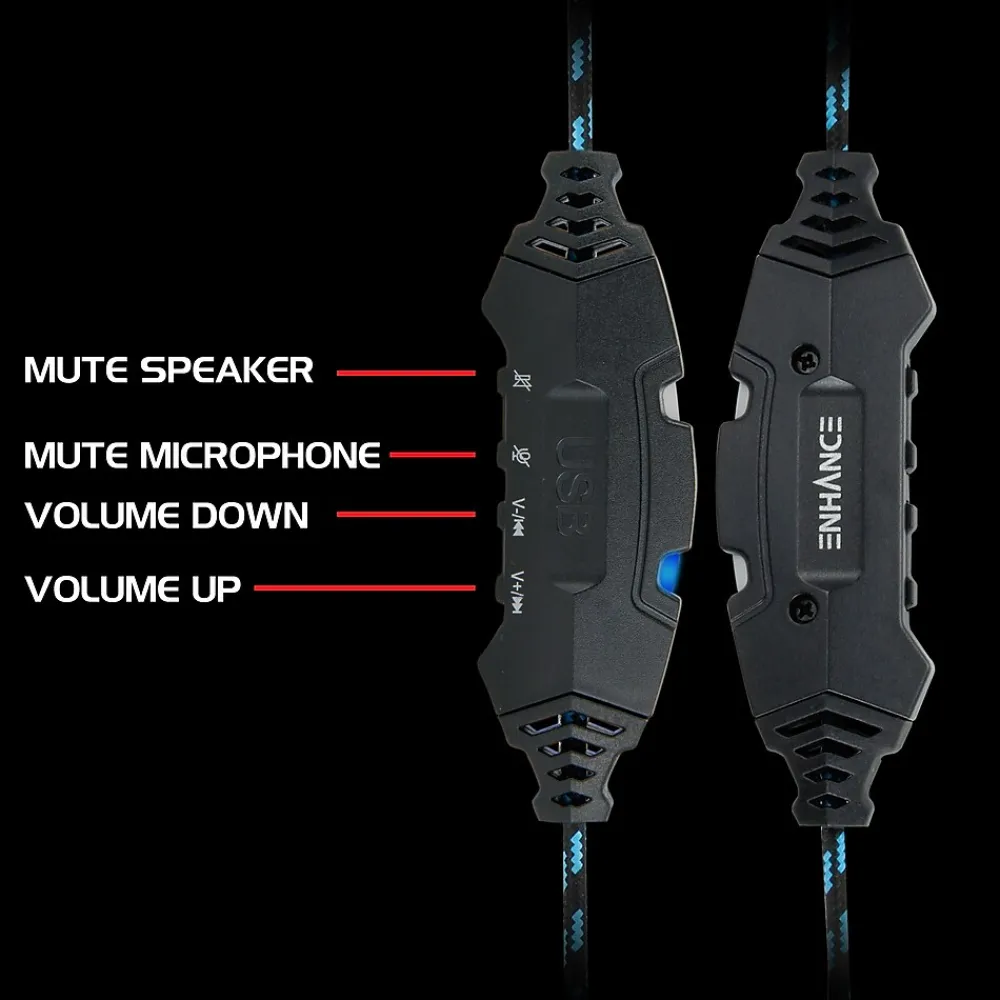 Best Enhance Voltaic Pro 7.1 Surround Gaming Headphones, USB, Black/Blue (ENVOH7L100BLEW)