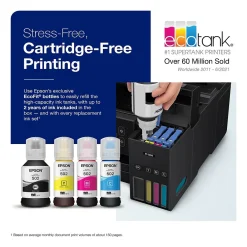 Epson EcoTank ET-2850 ET-2850-B Wireless Color Inkjet Printer, All-In-One Supertank, Print, Scan, Copy (9472540)