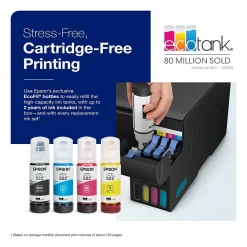 Epson EcoTank ET-2400 Wireless Color Inkjet Printer, All-In-One Supertank, Print, Scan, Copy (9592581)