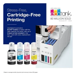 Epson EcoTank ET-3850 Wireless Color All-in-One Cartridge-Free Supertank Printer, White (Refurbished)