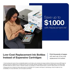 Epson EcoTank ET-3850 Wireless Color All-in-One Cartridge-Free Supertank Printer, White (Refurbished)