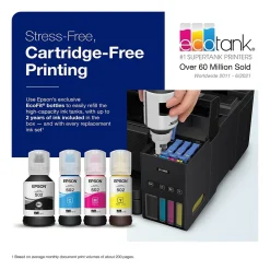 Epson EcoTank ET-4850-B Wireless Color Inkjet Printer, All-In-One Supertank, Print, Scan, Copy, Fax (9472544)