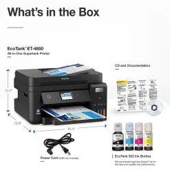 Epson EcoTank ET-4850-B Wireless Color Inkjet Printer, All-In-One Supertank, Print, Scan, Copy, Fax (9472544)
