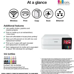 Epson EcoTank Photo ET-8500 Wireless Color Inkjet Printer, All-In-One Supertank, Print, Scan, Copy (9472523)