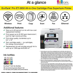 Epson EcoTank Pro 5850 Wireless Color Inkjet Printer, All-In-One Supertank, Print, Scan, Copy, Fax (9472509)