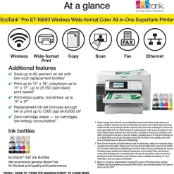 Epson EcoTank Pro ET-16600 Wireless Wide-format All-in-One SuperTank Office Printer, prints up to 13