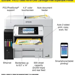Epson EcoTank Pro ET-5880 Wireless All-in-One Cartridge-Free SuperTank Office Printer with PCL/Postscript Support