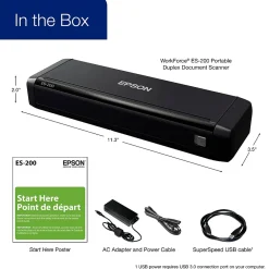 Epson ES-200 Duplex Mobile Color Document Scanner with Auto Document Feeder