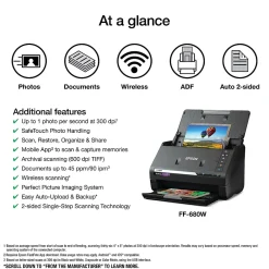 Epson FastFoto FF-680W High-Speed Wireless Desktop Photo Scanner (B11B237201)