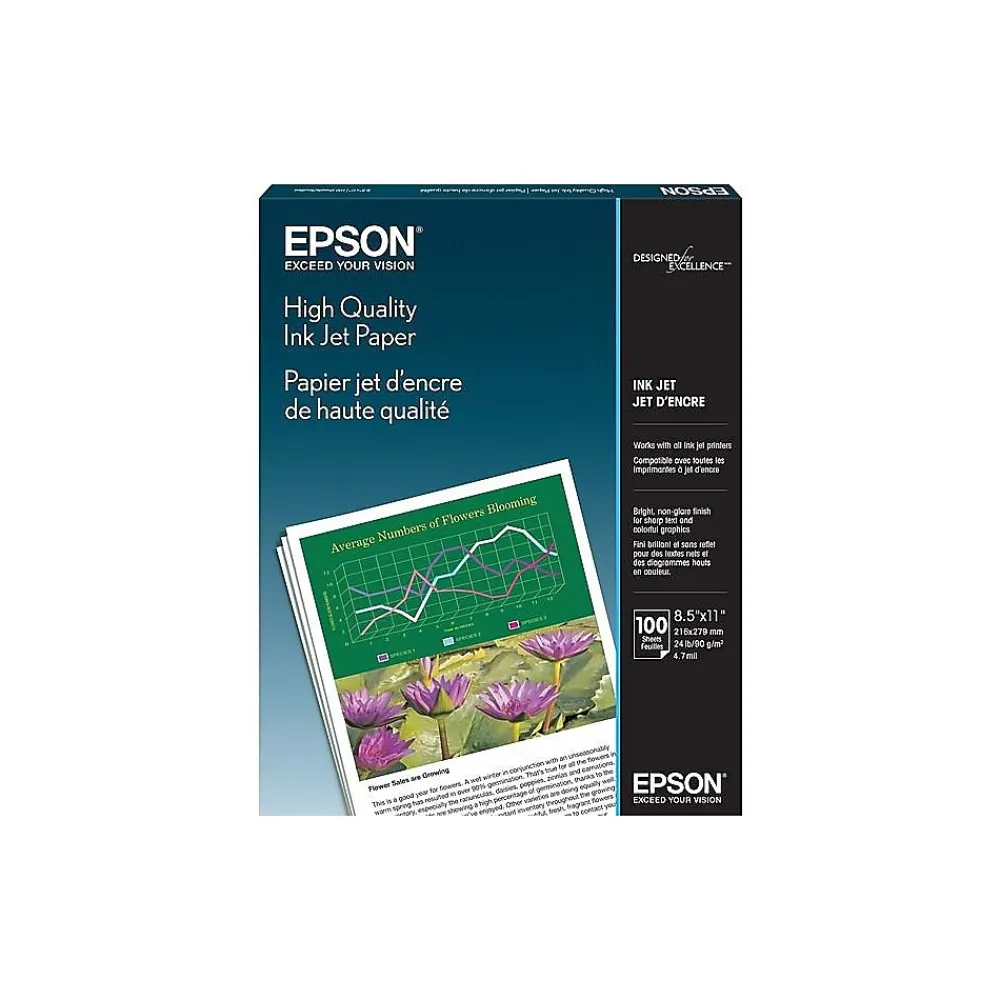 Copy Paper*Epson High Quality 8.5" x 11" Color Copy Paper, 24 lbs., 89 Brightness, 100 Sheets/Pack (S041111)