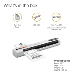 Epson RapidReceipt RR-70W Wireless Portable Document Scanner, White/Black (B11B253205)