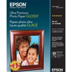Photo Paper*Epson Ultra Premium Glossy Photo Paper, 8.5" x 11", 25 Sheets/Pack (S042182)
