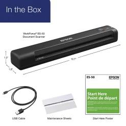 Epson WorkForce ES-50 Portable Document Scanner, Black (B11B252201)