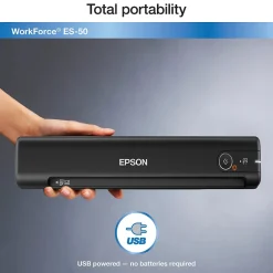 Epson WorkForce ES-50 Portable Document Scanner, Black (B11B252201)