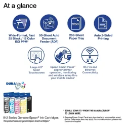 Epson WorkForce Pro 7820 Wireless Color Inkjet Printer, All-In-One, Print, Scan, Copy, Fax (9472530)