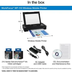 Epson WorkForce WF-110 Wireless Color Inkjet Printer, Single-Function, Print (9472520)