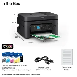 Epson WorkForce WF-2930 Wireless Color Inkjet Printer, All-In-One, Print, Scan, Copy, Fax (9472537)