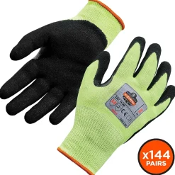 Ergodyne ProFlex 7041 Hi-Vis Nitrile-Coated Cut-Resistant Gloves, ANSI A4, Wet Grip, Lime, XXL, 144 Pairs (17826)