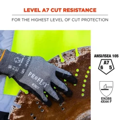 Ergodyne ProFlex 7072 Nitrile Coated Cut-Resistant Gloves, ANSI A7, Gray, XL, 12 Pair (10305)