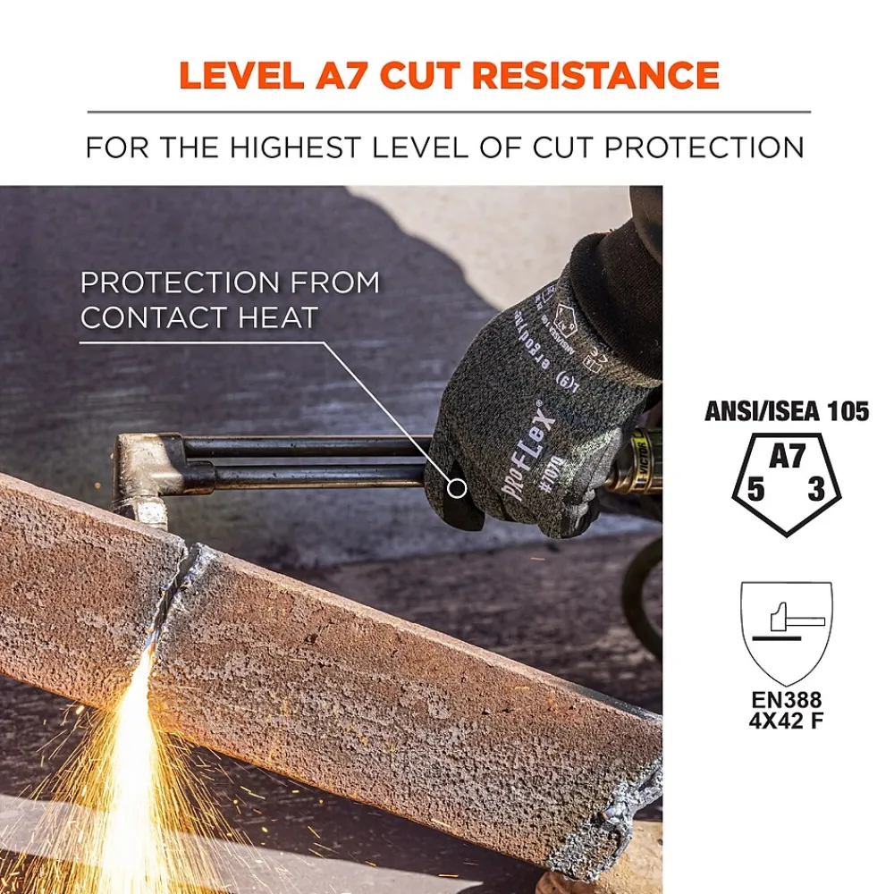 Ergodyne ProFlex 7070 Nitrile Coated Cut-Resistant Gloves, ANSI A7, Heat Resistant, Green, XXL, 12 Pair (18036)