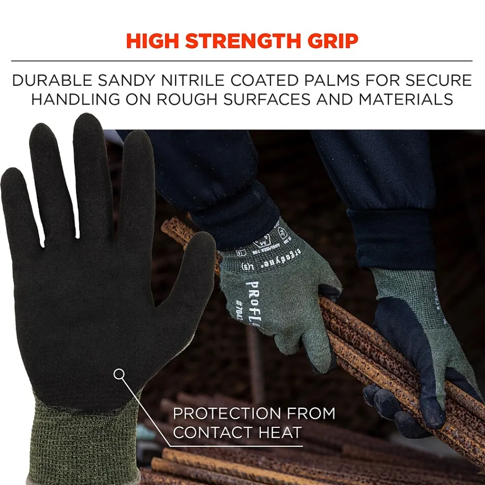Ergodyne ProFlex 7042 Nitrile Coated Cut-Resistant Gloves, ANSI A4, Heat Resistant, Green, Medium, 12 Pair (10333)